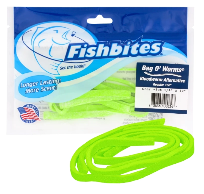 Fishbites Bag O’ Worms Longer Lasting Bloodworm 1/4’’ #Chartreuse