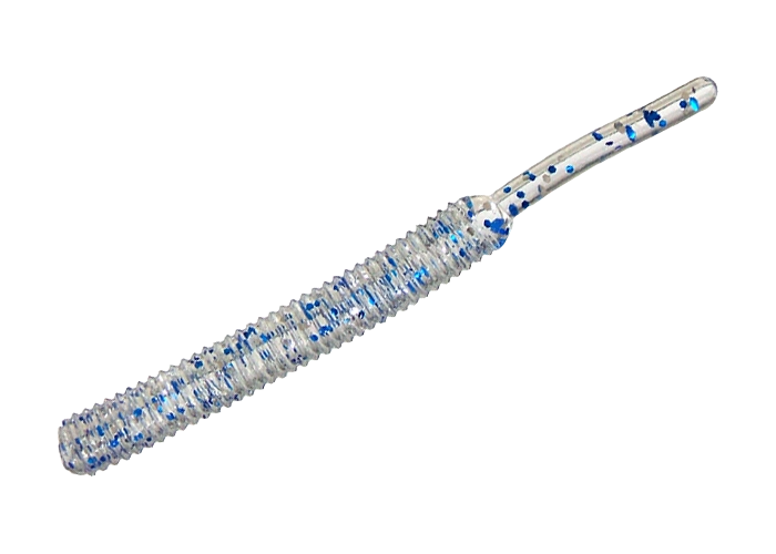 SMITH Screw Tail Grub 1.5’’ 38mm - AJI12. Clear/ Blue Silver Glitter