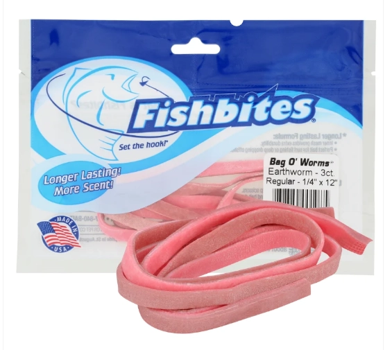 Fishbites Bag O’ Worms Longer Lasting Eartworm 1/4’’ #Brown / Pink