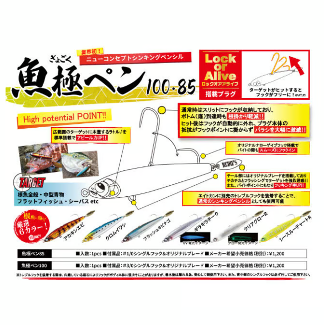  ﻿Rudie’s Gyogoku Pen 100 Sinking 100mm / 35gr #See Through Chart