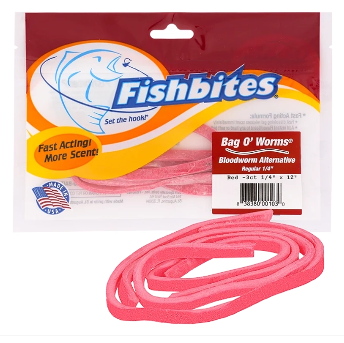 Fishbites Bag O’ Worms Fast Acting Bloodworm 1/4’’ #Red