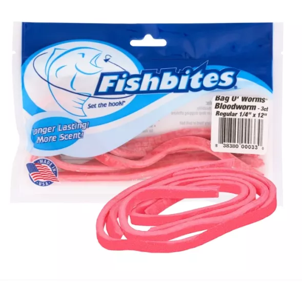 Fishbites Bag O’ Worms Longer Lasting Bloodworm 1/4’’ #Red