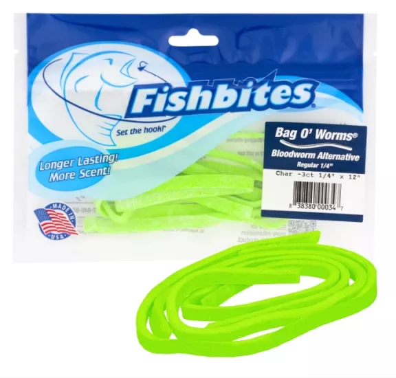 Fishbites Bag O’ Worms Longer Lasting Bloodworm 1/4’’ #Chartreuse