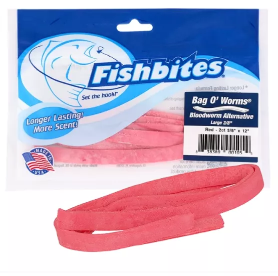 Fishbites Bag O’ Worms Longer Lasting Bloodworm 3/8’’ #Red